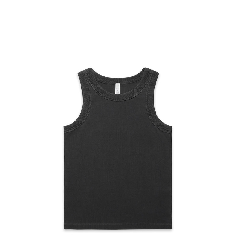 Women's Faded Organic Rib Tank in Faded black