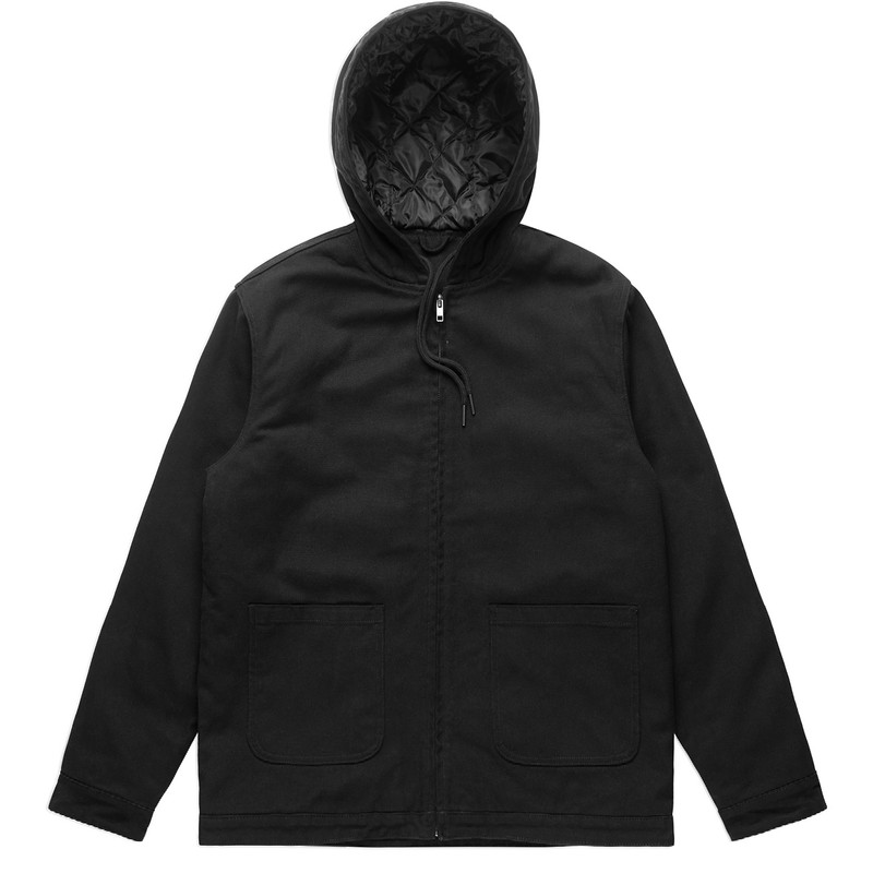 Canvas Heavy Hooded Jacket in Black