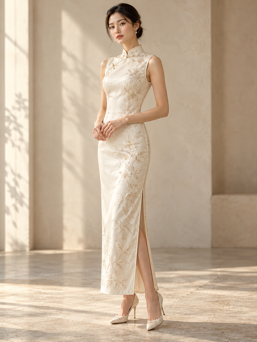 Ivory Botanica Cheongsam — design visualization
