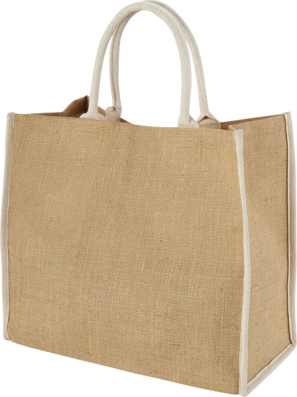 Harry coloured edge jute tote bag 25L in Natural / White