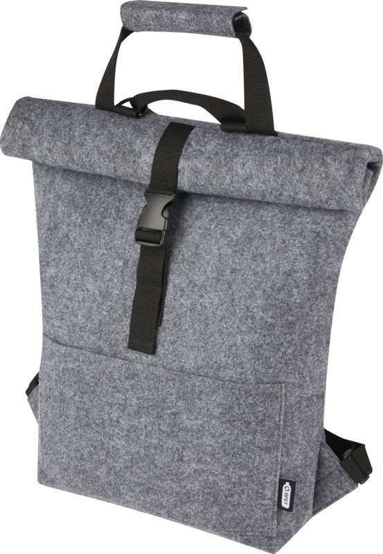 Felta GRS recycled felt roll-top bike bag 13L in Medium grey
