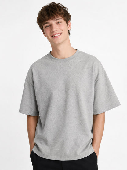 French Terry Oversized Grey T-Shirt M11597F in Grey Melange